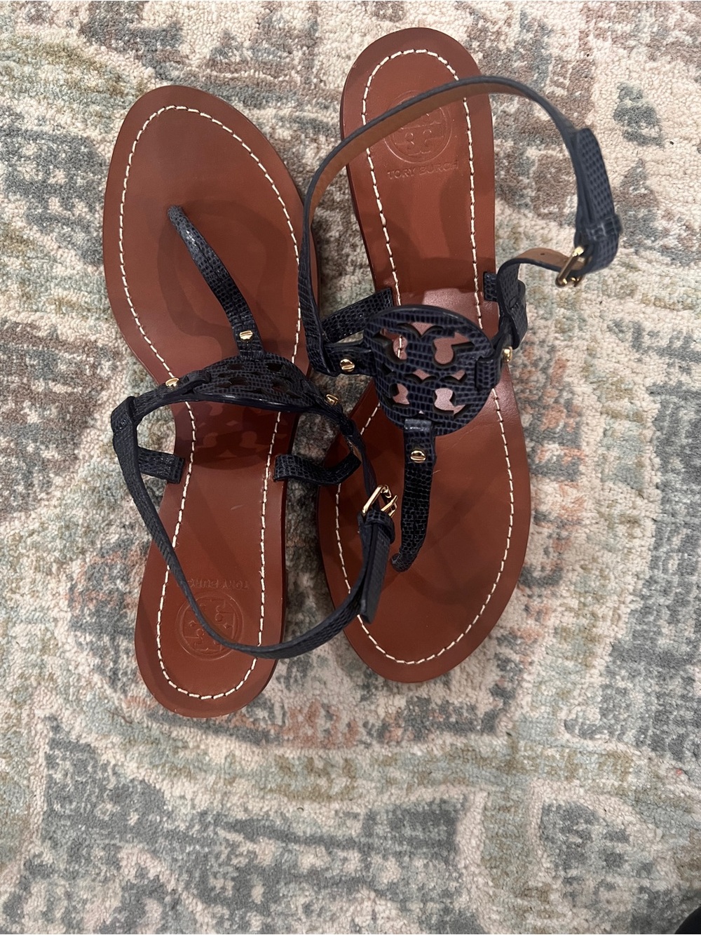Tory Burch Mini Miller Leather Lizard-Print sandal